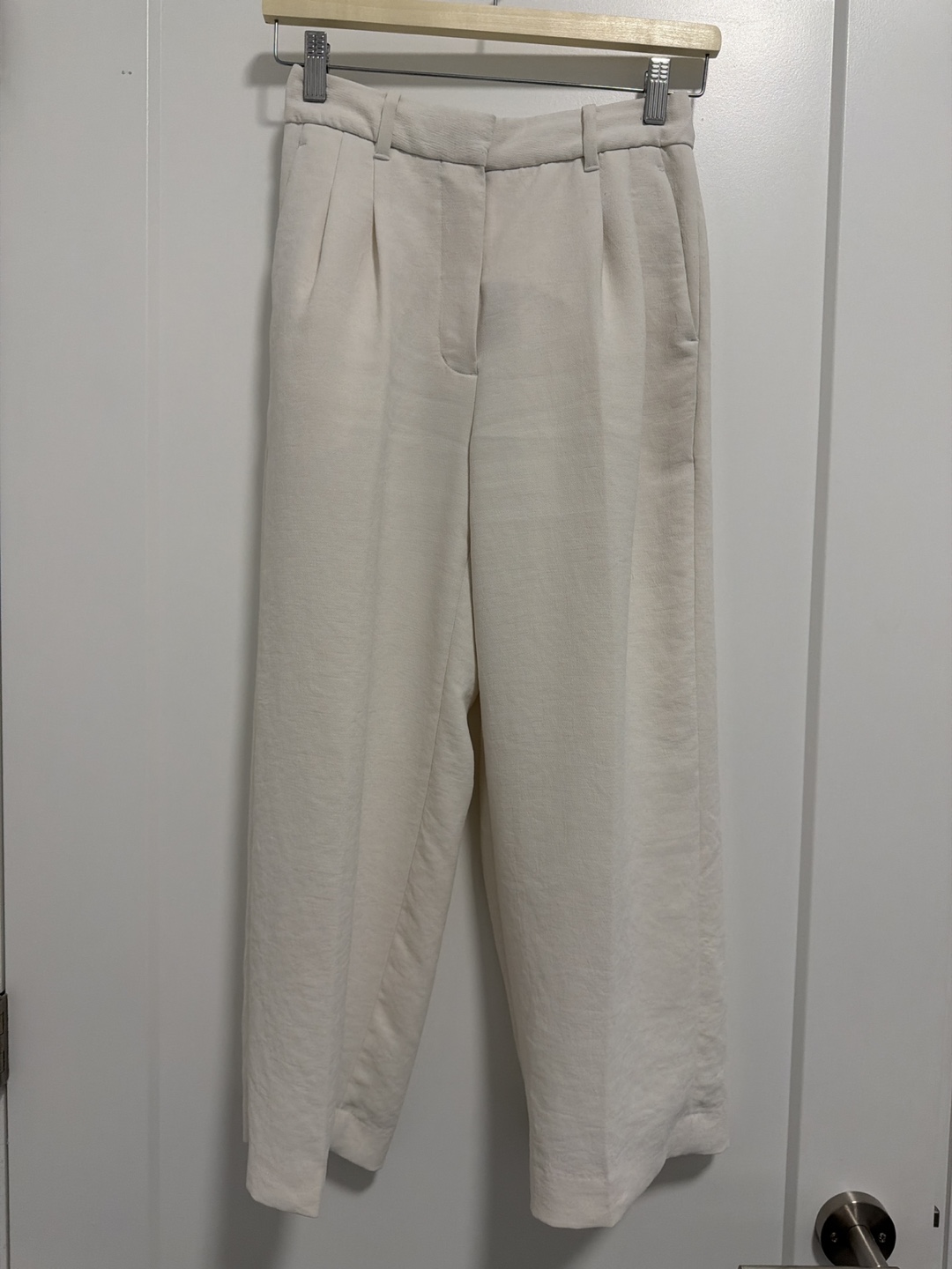 Women's Cream Wide Leg Cropped Pants