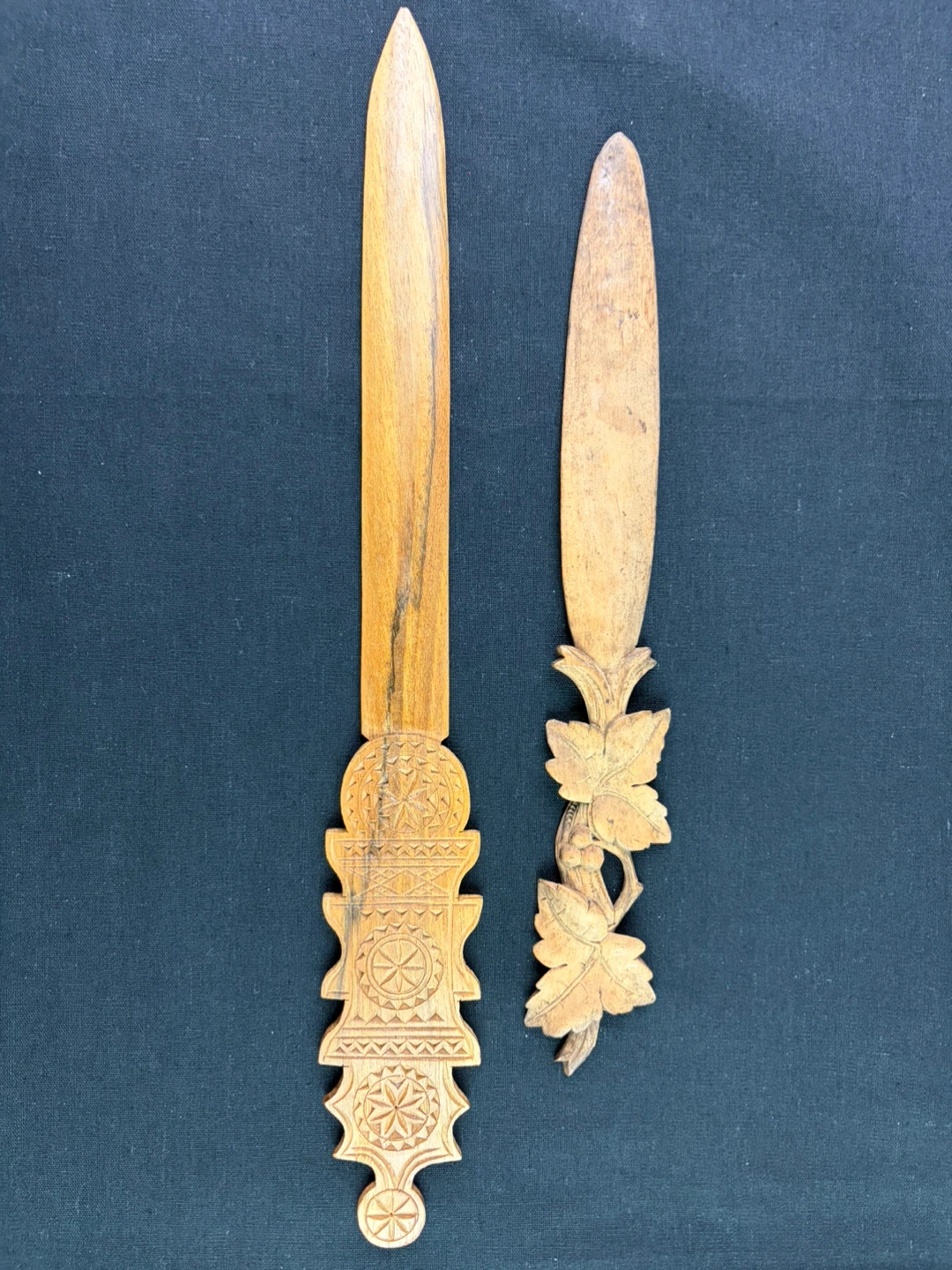 Vintage hand-carved wooden letter openers