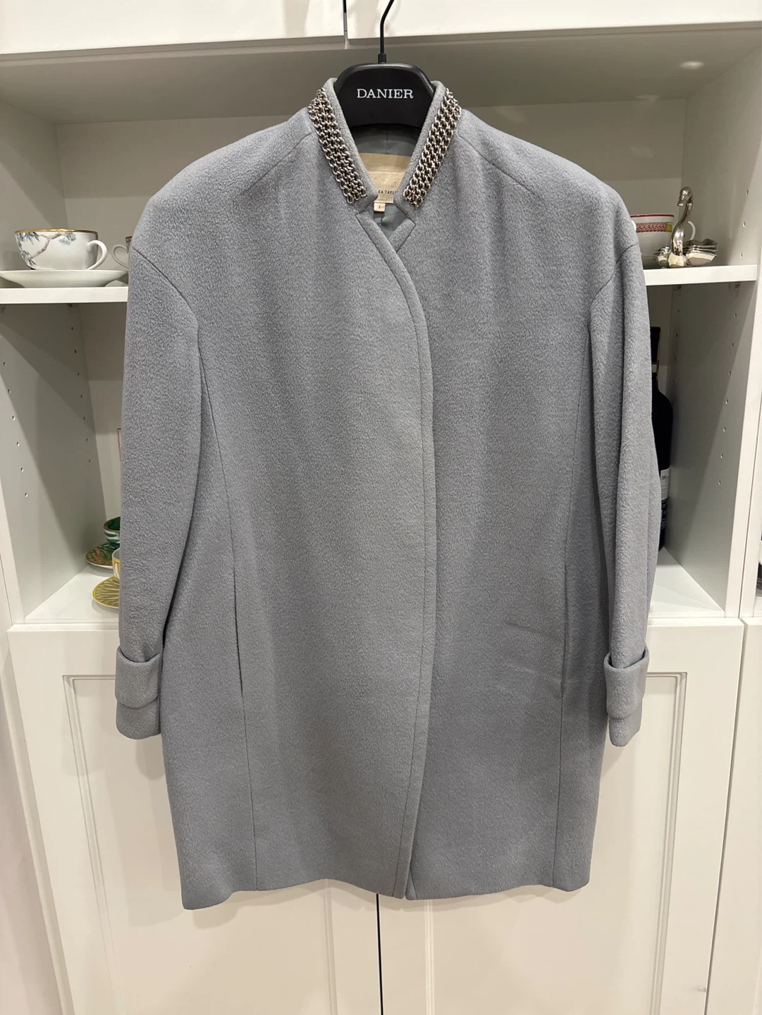 Rebecca Taylor DRY CLEANED Light Blue Coat with Chain Detail