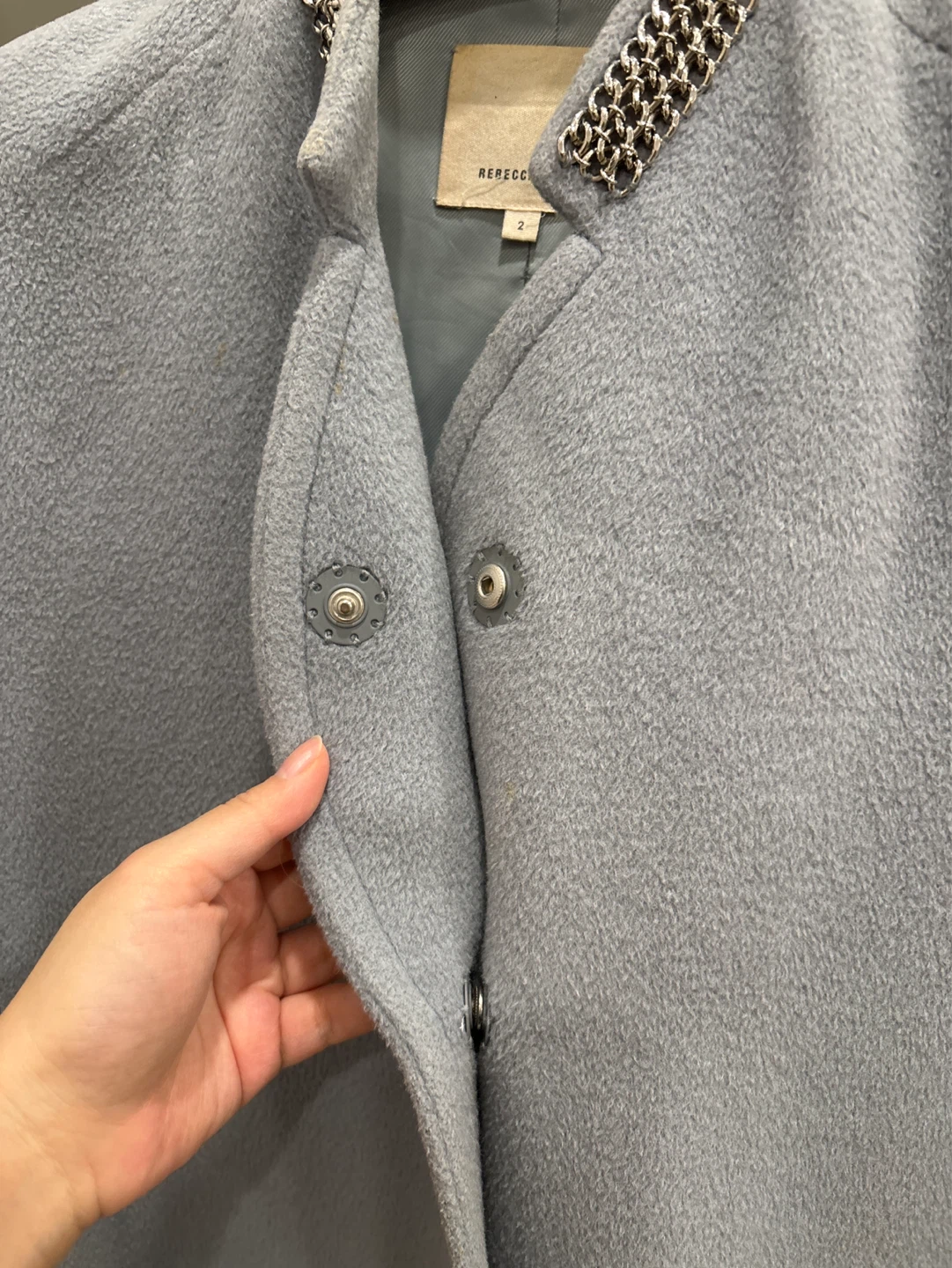 Rebecca Taylor DRY CLEANED Light Blue Coat with Chain Detail - photo 2