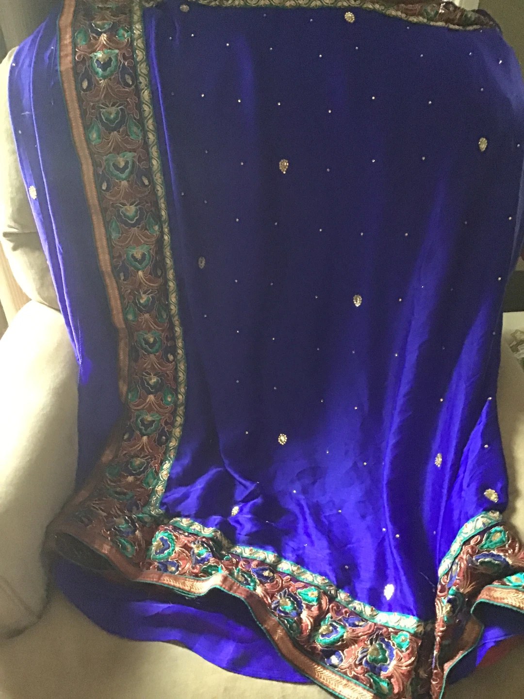 Blue Embellished saree and petticoat