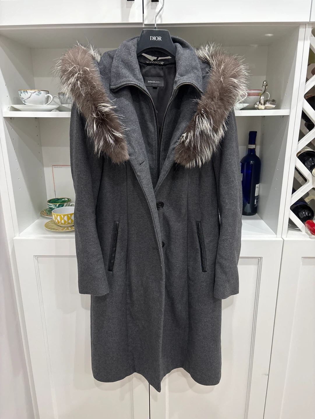 Mackage DRY CLEANED Wool Blend Coat with Fur Trim - Size S/P