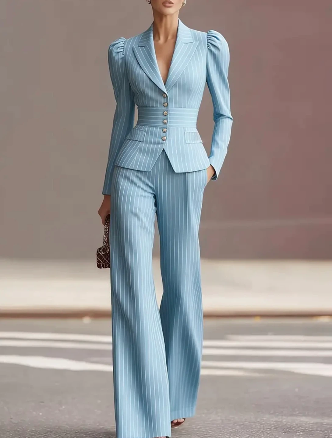 New Blue Pinstripe Suit Set - photo 4