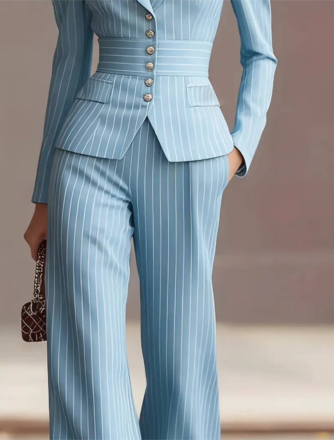 New Blue Pinstripe Suit Set - photo 3