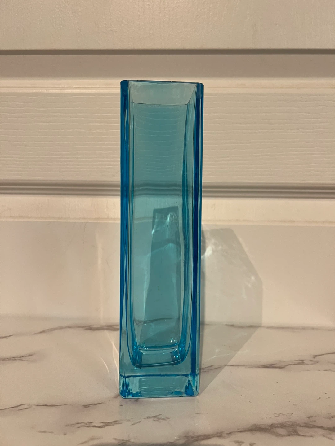 Vintage Ikea Blue Glass Rectangular Vase - photo 2