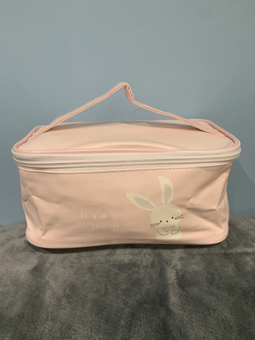 Pink Cosmetic Bag with Rabbit Design
