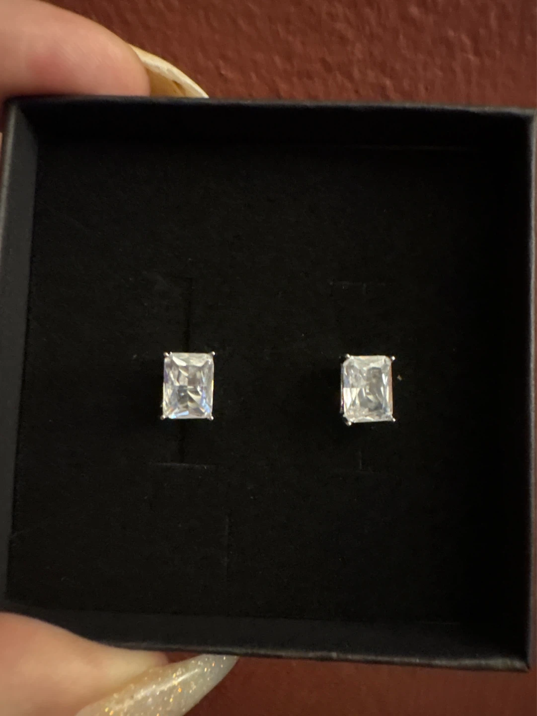 New 925 Sterling Silver Princess Cut CZ Stud Earrings