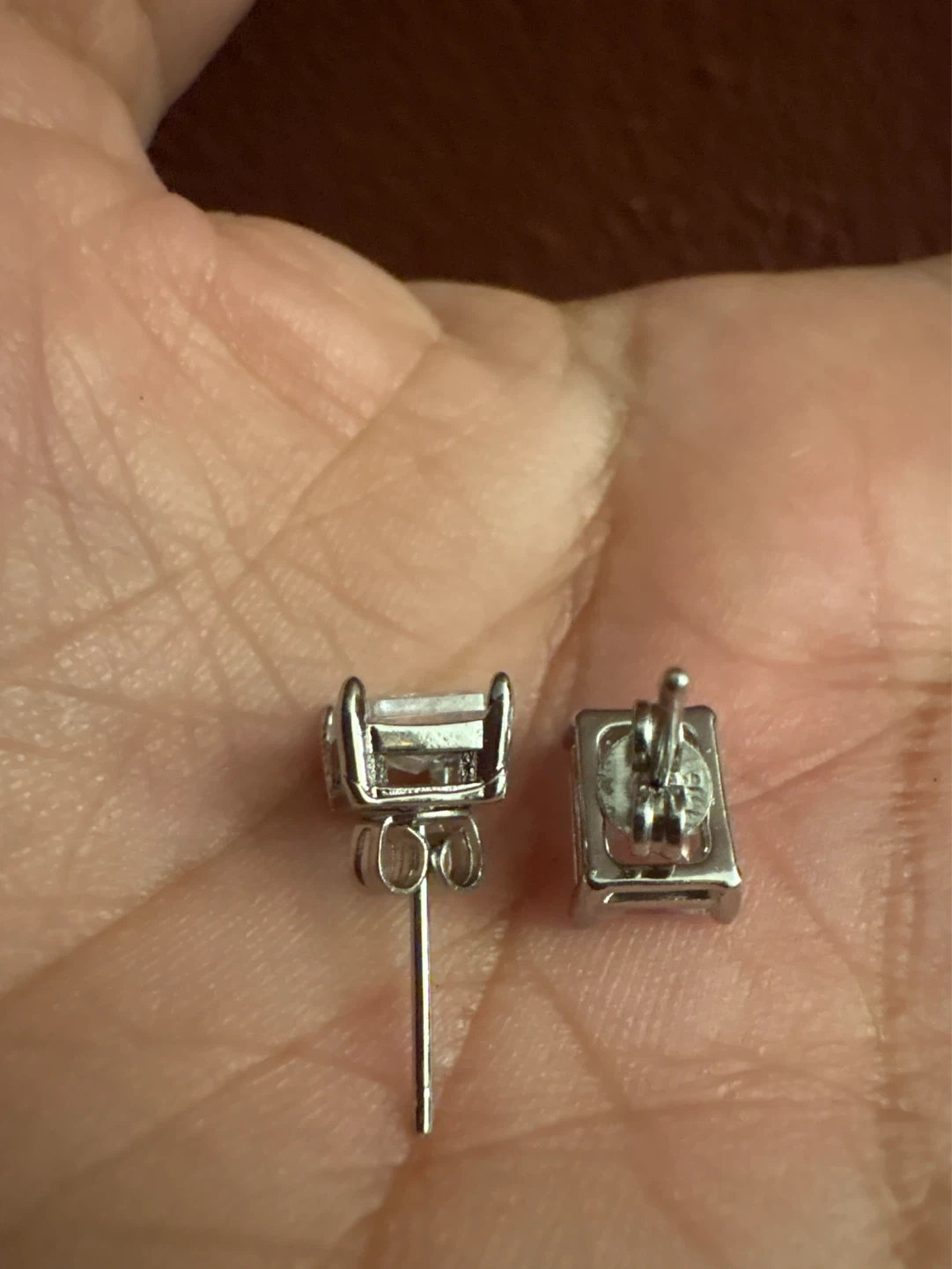 New 925 Sterling Silver Princess Cut CZ Stud Earrings - photo 5
