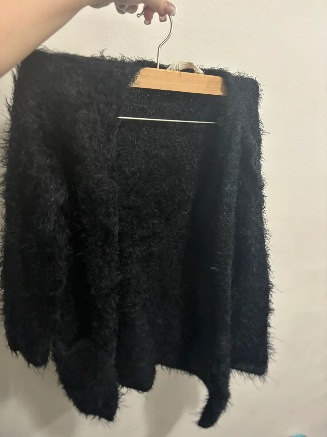 Black fuzzy long cardigan- kids medium