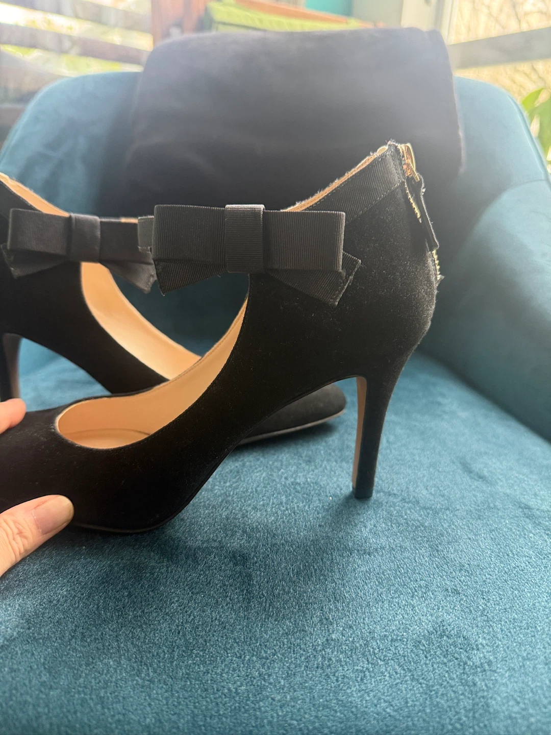 Nine West Black Suede Heels with Bow Accent - photo 3