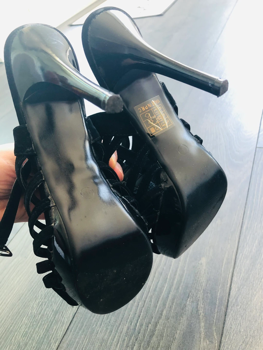 Bata Black Strappy Heels Size 40 - photo 3