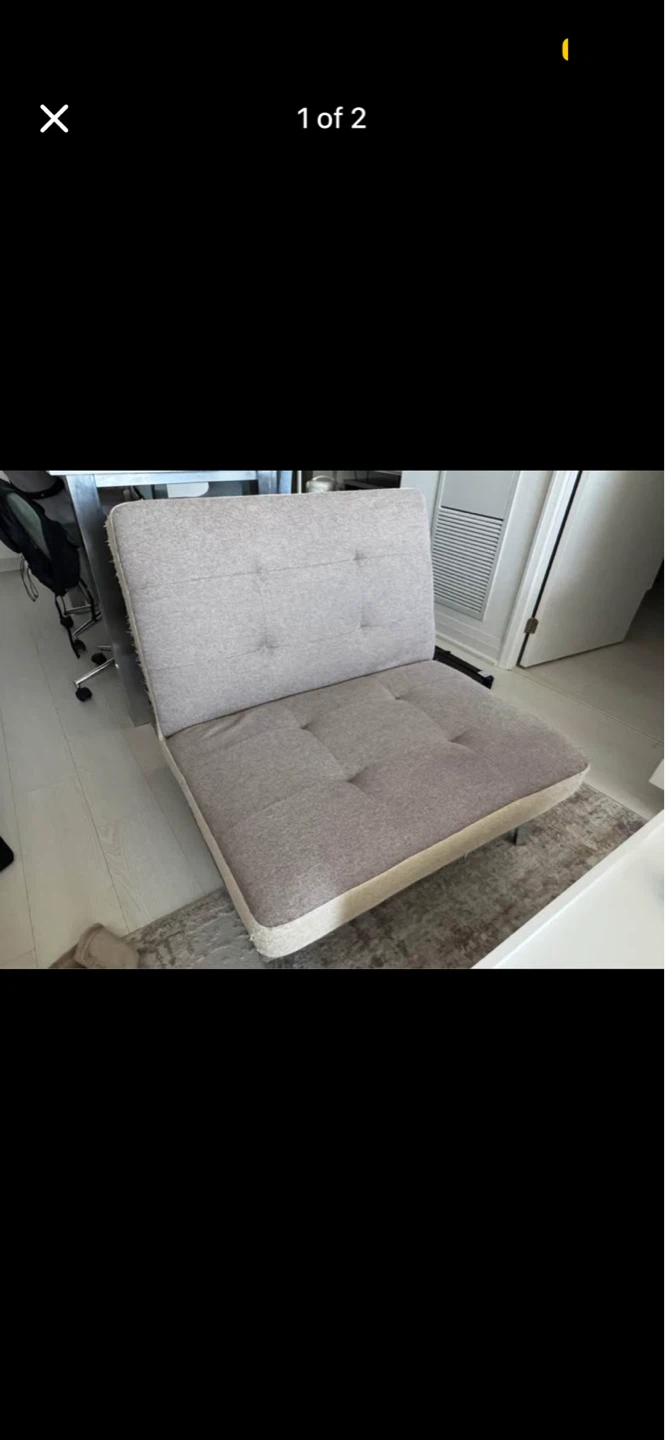 Grey Tufted Fold-Out Chair/Bed