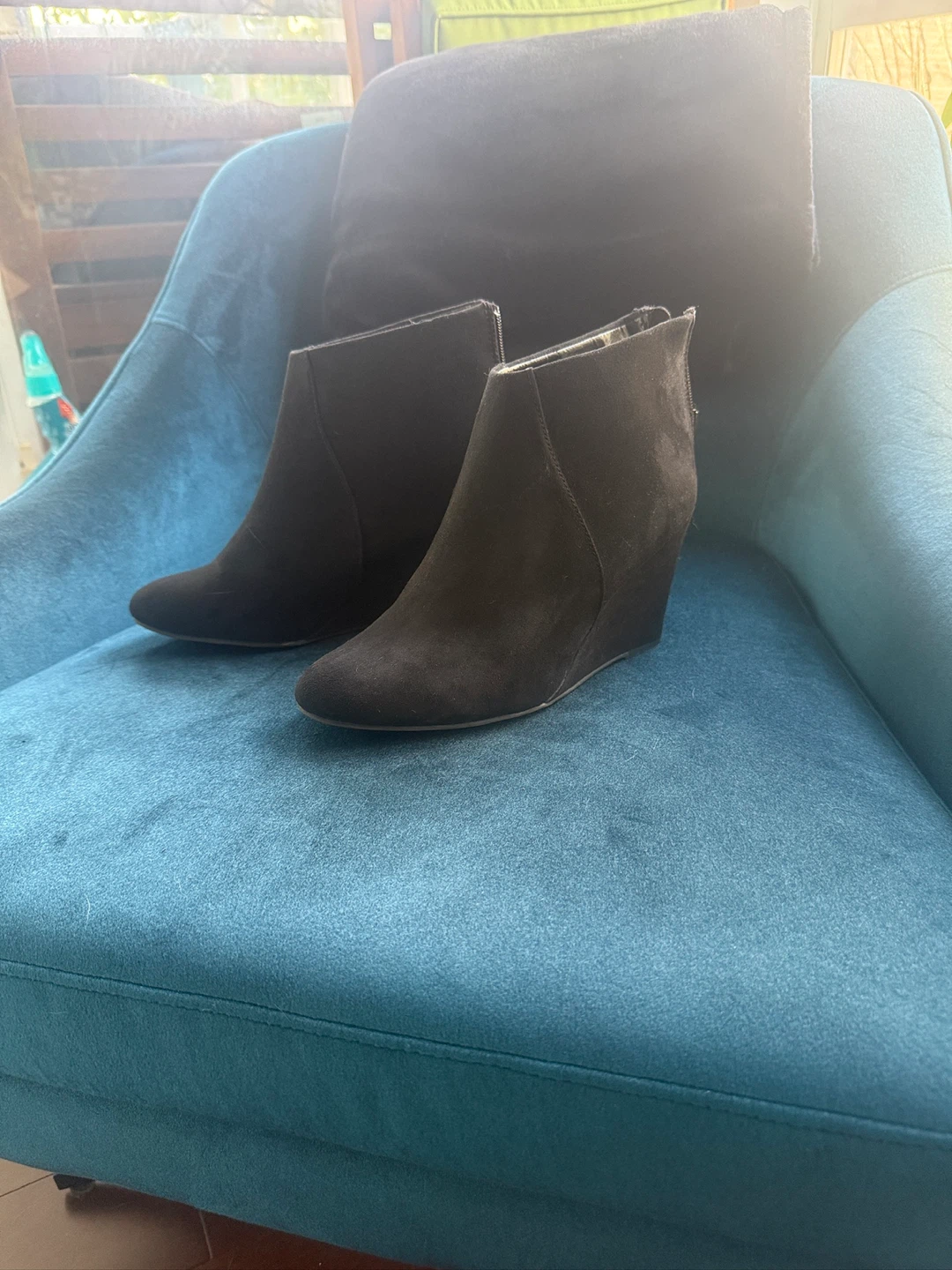 Black Wedge Booties Size 9 - photo 2