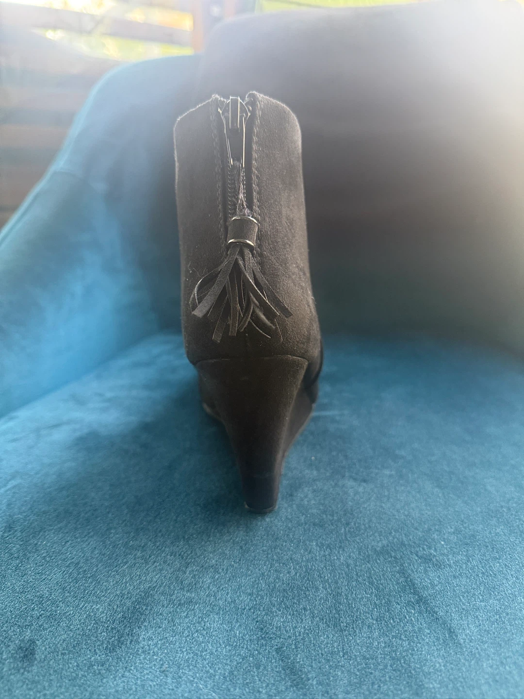 Black Wedge Booties Size 9 - photo 3