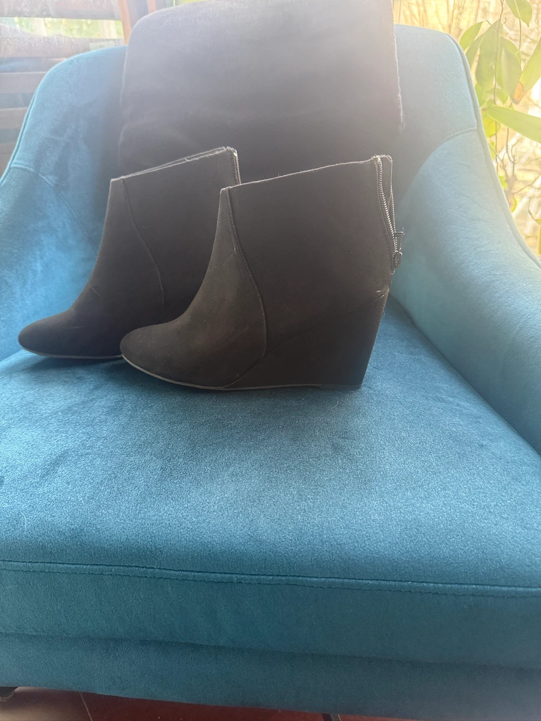 Black Wedge Booties Size 9