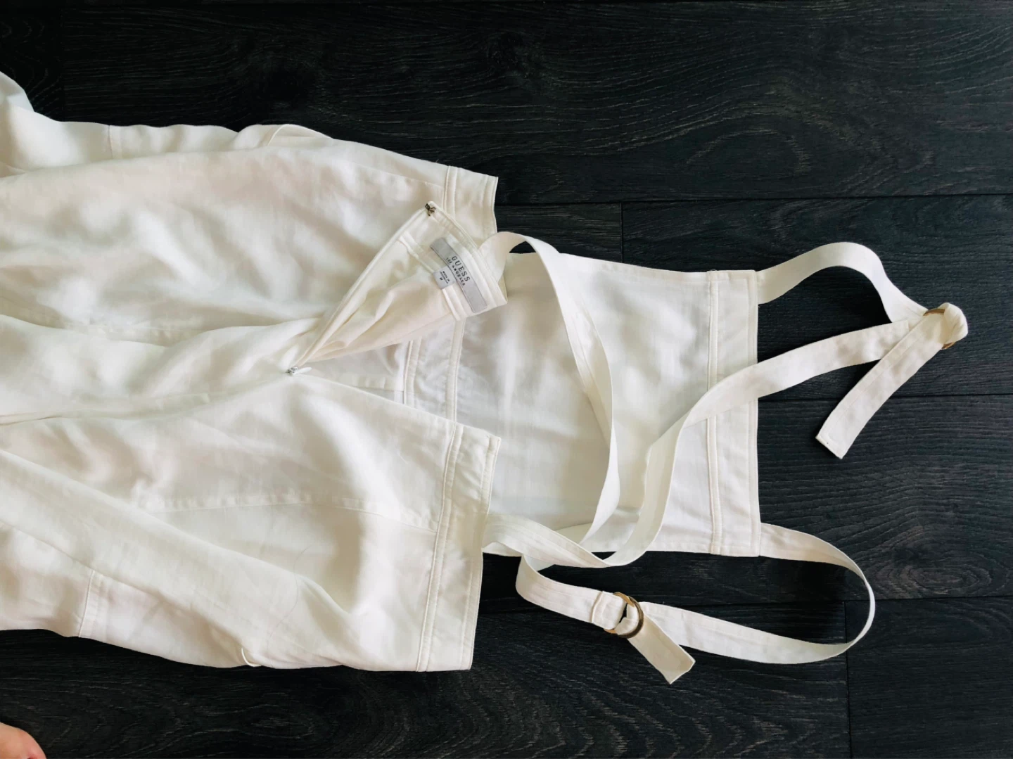 White Linen-Look Overalls - photo 3
