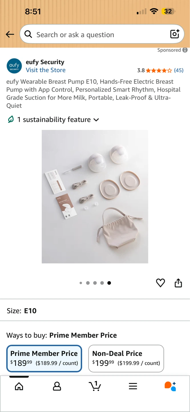 eufy Wearable Breast Pump E10- new open box - photo 2