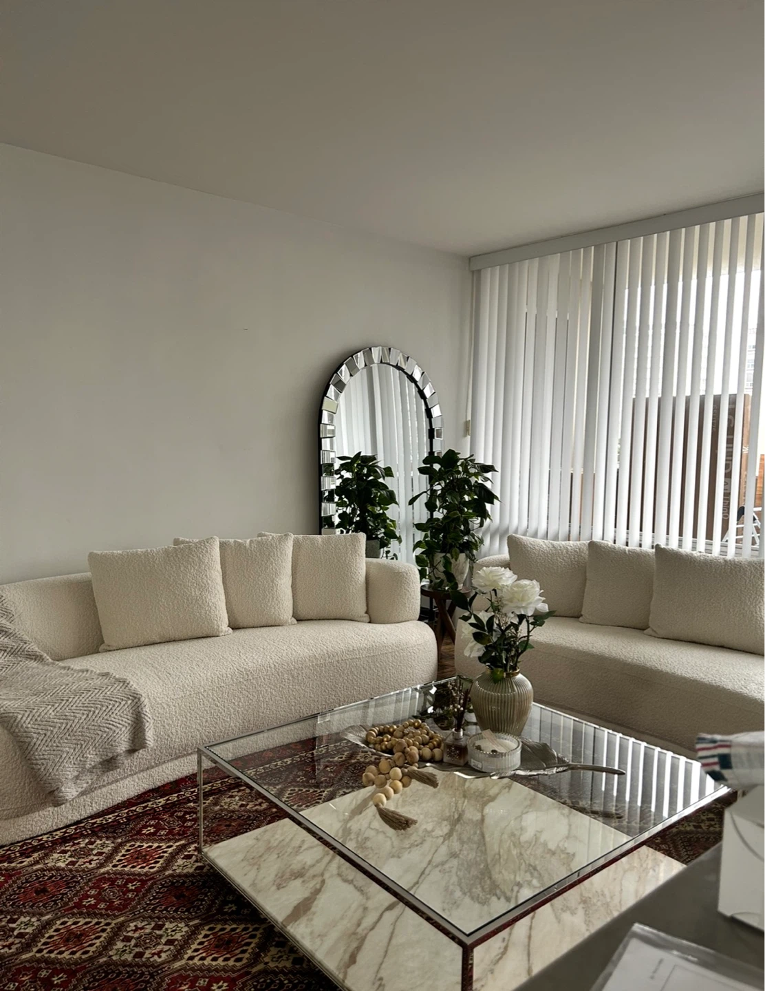 Cream Boucle Sofa and Loveseat Set