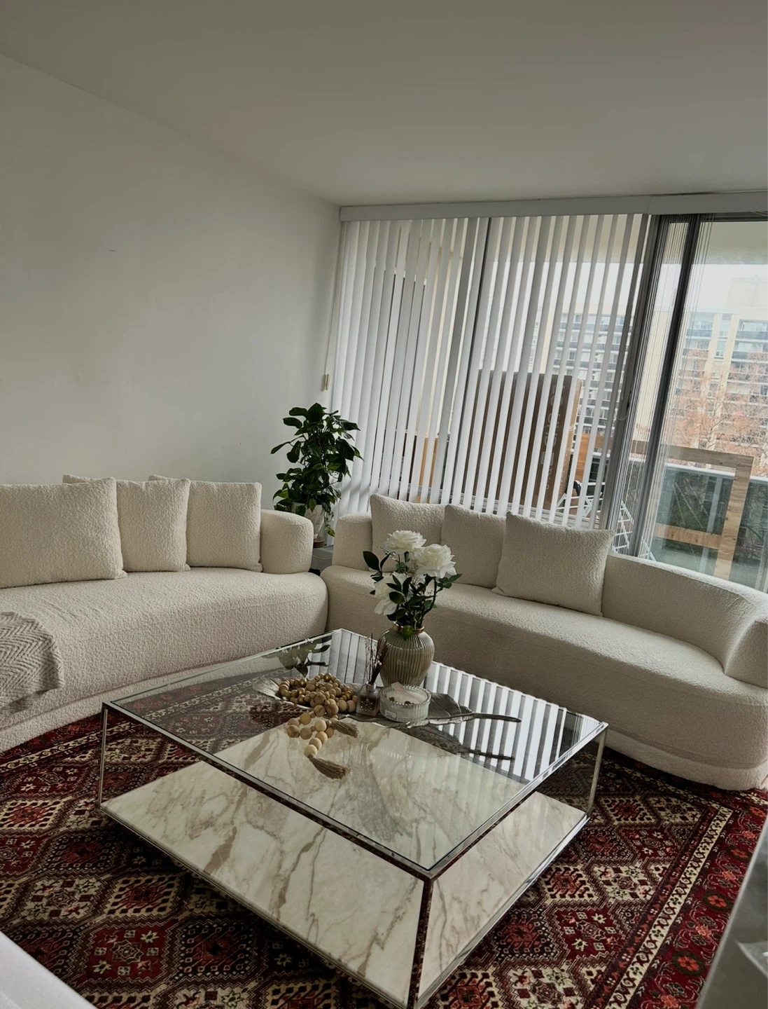 Cream Boucle Sofa and Loveseat Set - photo 2