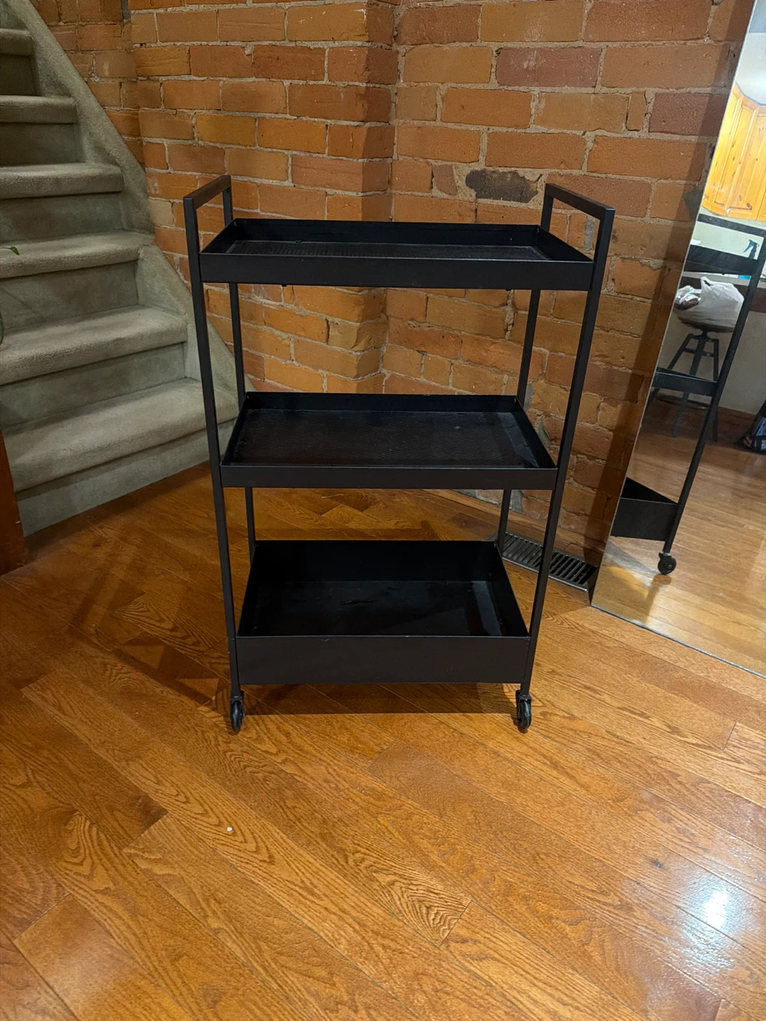 2- Black Metal Rolling Cart