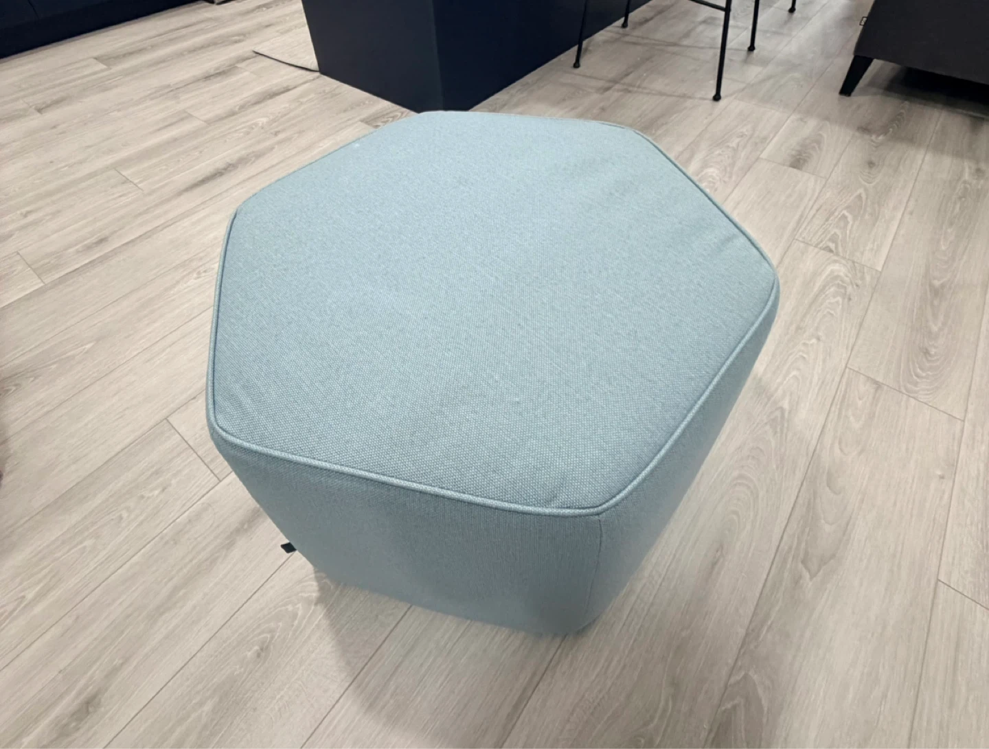 EQ3 Light Blue Hexagonal Ottoman