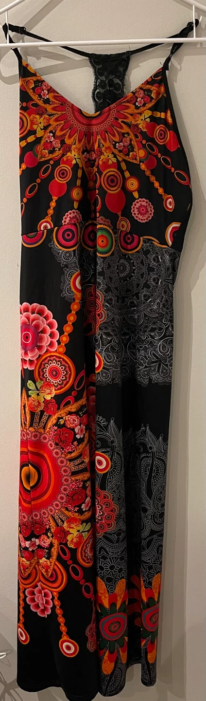 Black Maxi Dress with Floral and Paisley Print - photo 2