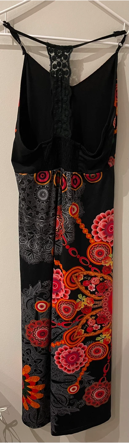 Black Maxi Dress with Floral and Paisley Print