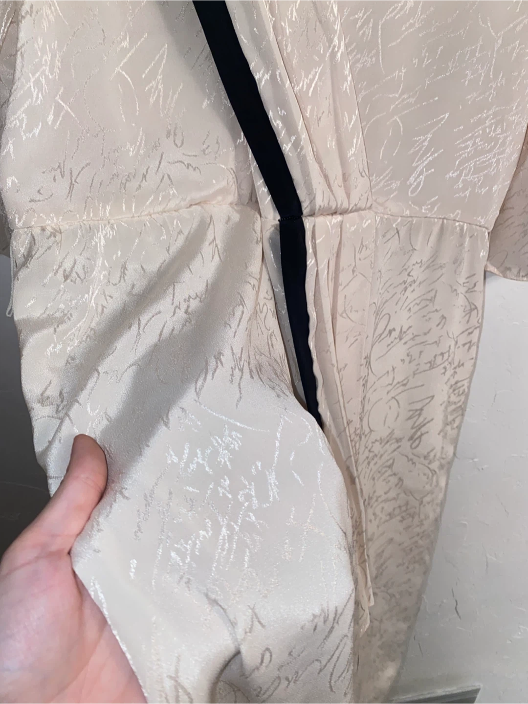ORITE Beige Script Pattern Dress with Black Trim - photo 3