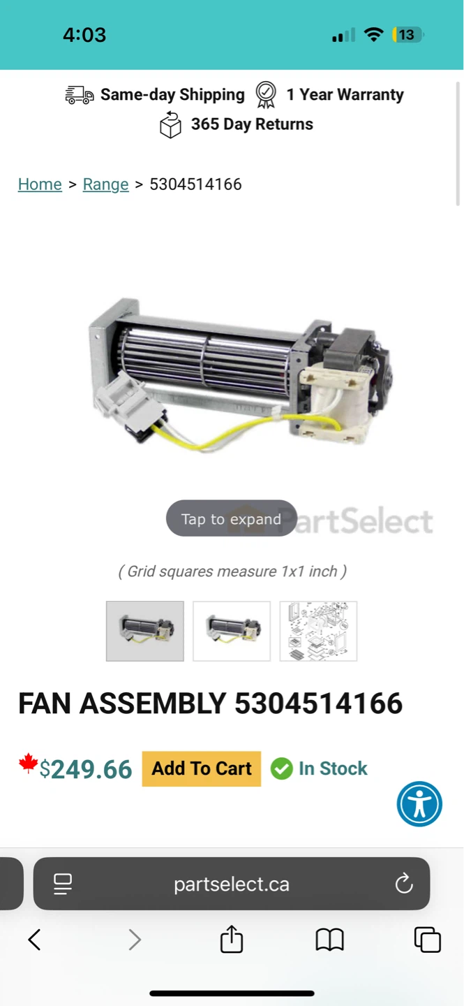 New Frigidaire 5304514166 Fan Assembly / Electrolux