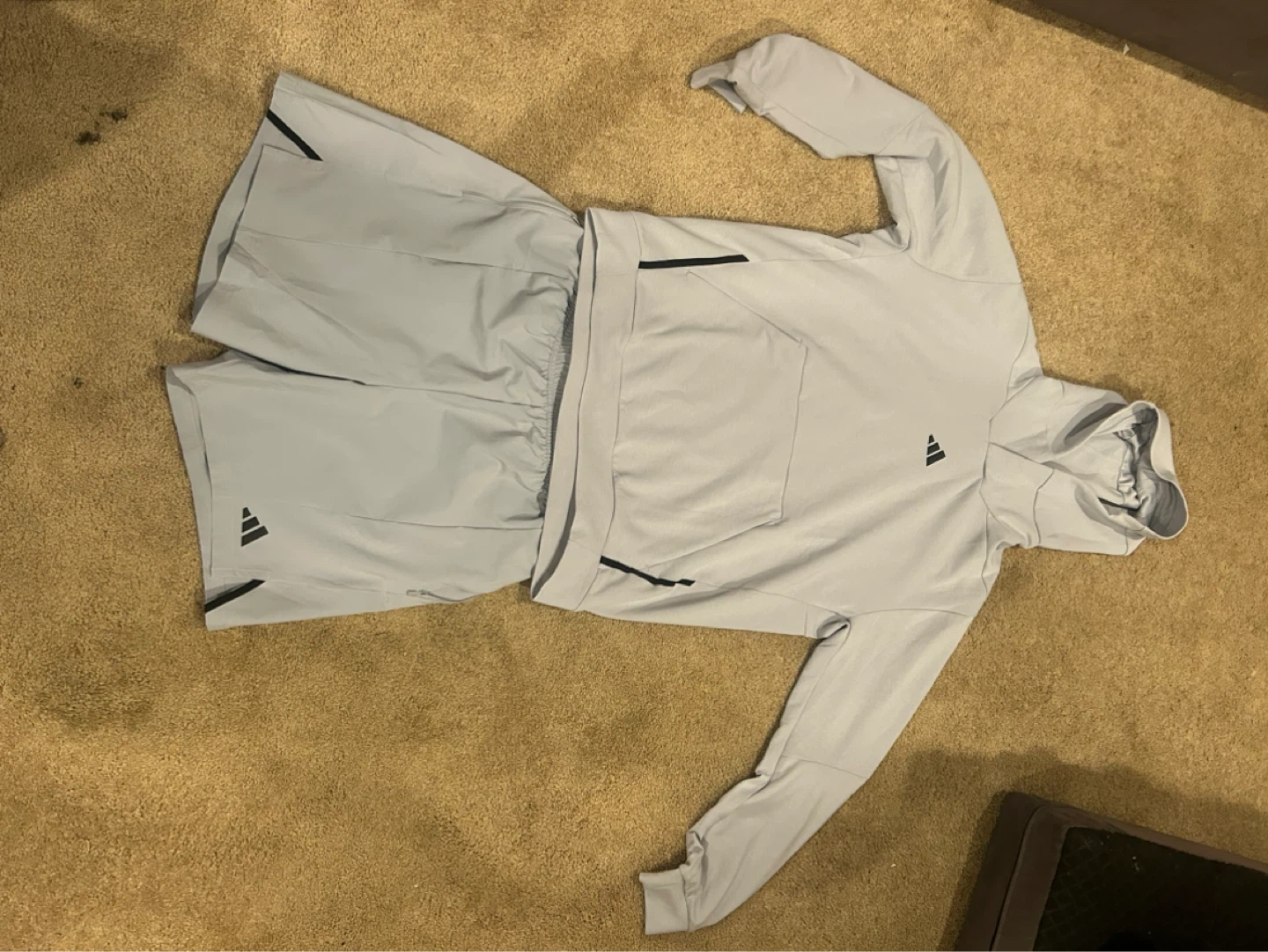 Adidas Grey Hoodie and Shorts Set large