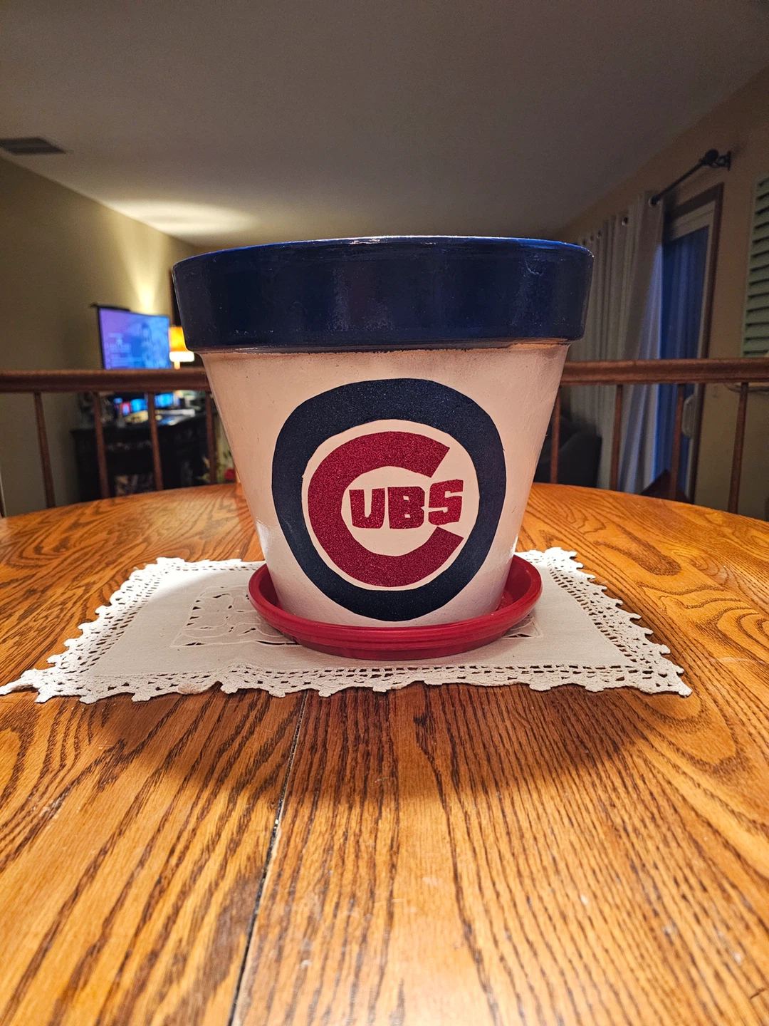 Chicago Bears and Cubs Decorated Flower Pots