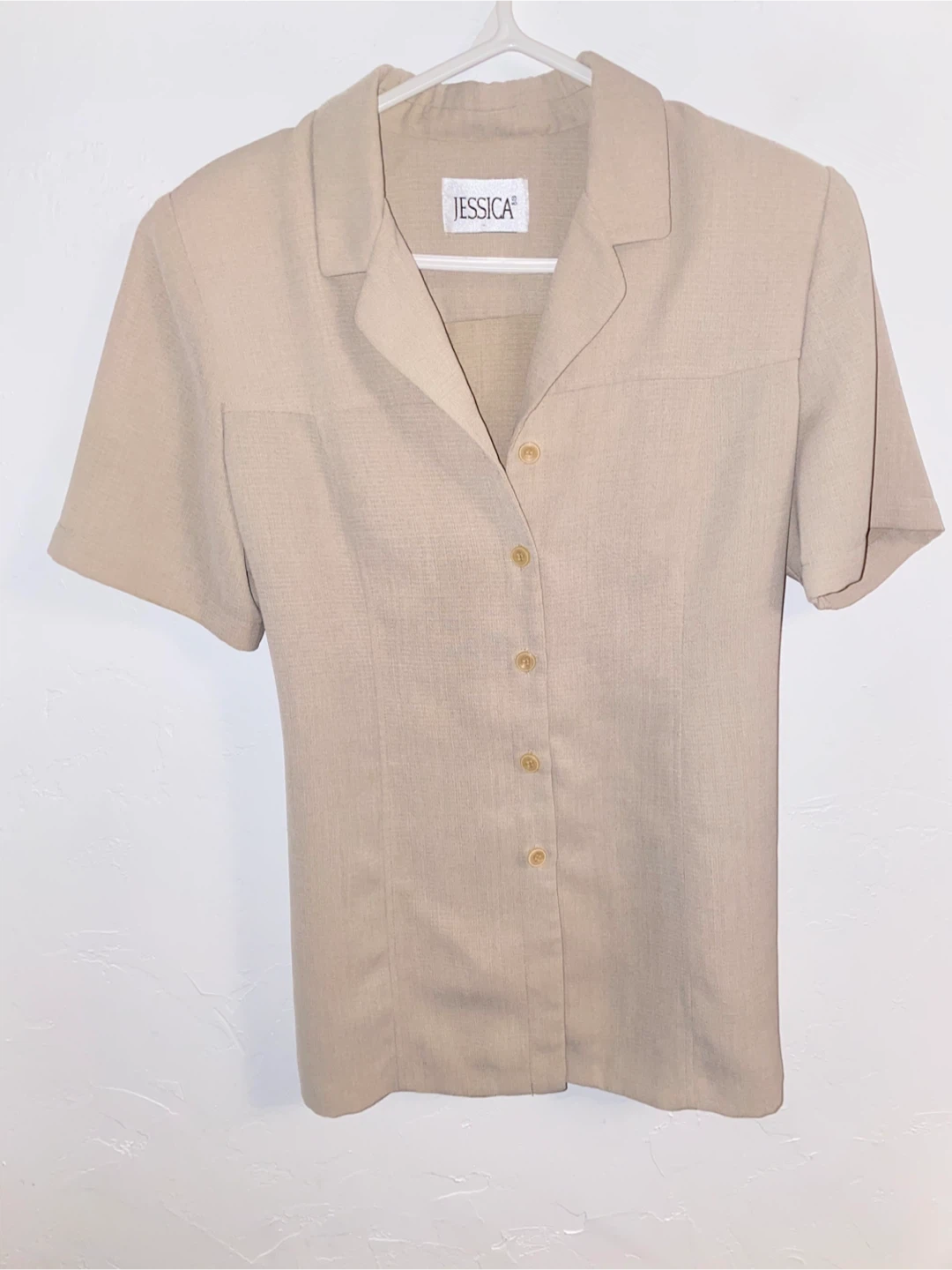 Jessica Women's Short Sleeve Button-Up Shirt - Beige - photo 4
