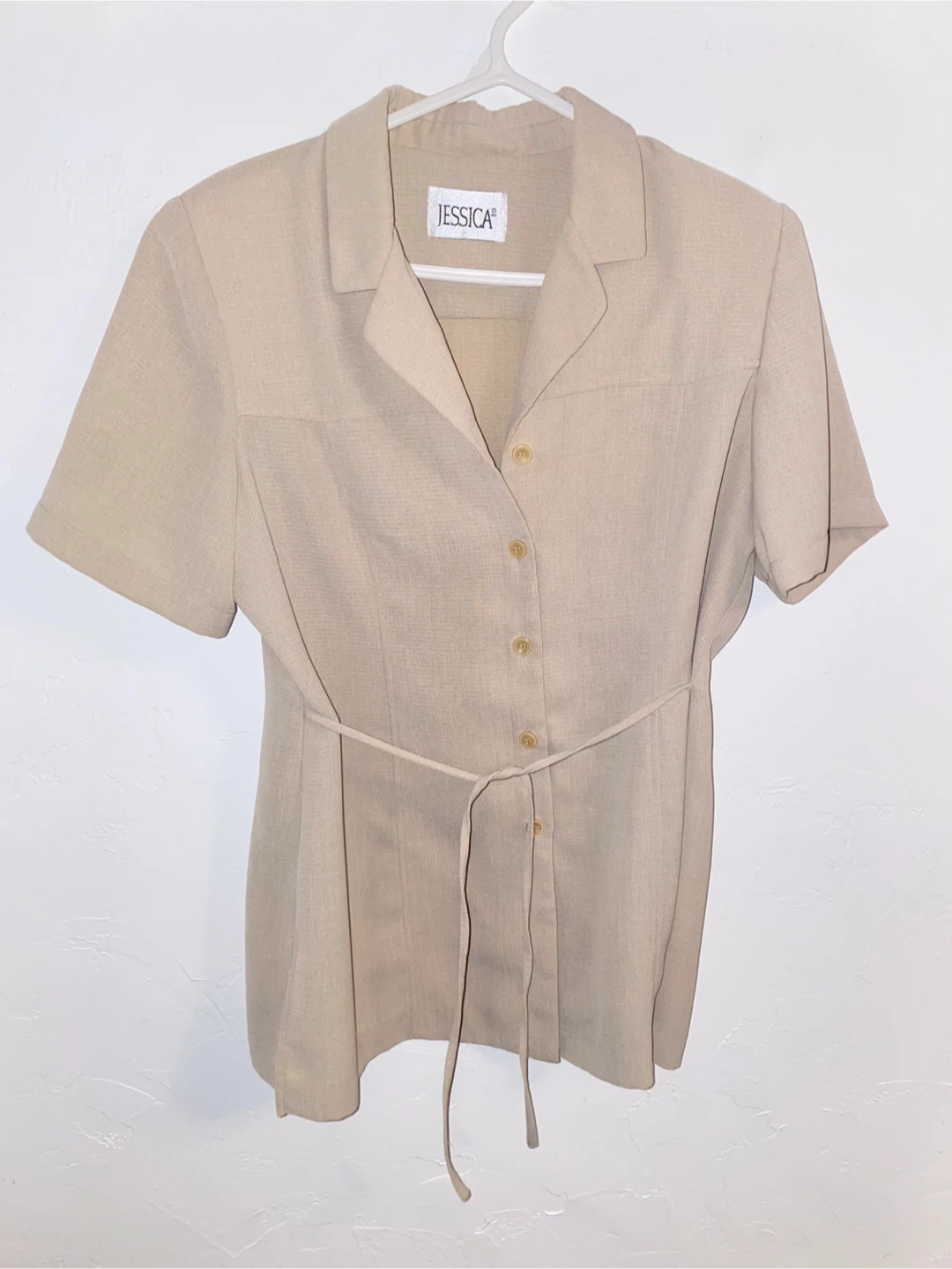 Jessica Women's Short Sleeve Button-Up Shirt - Beige - photo 2