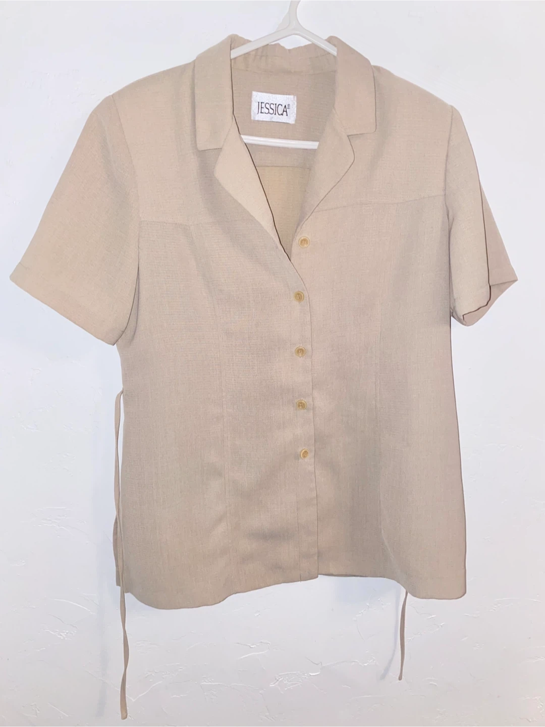 Jessica Women's Short Sleeve Button-Up Shirt - Beige