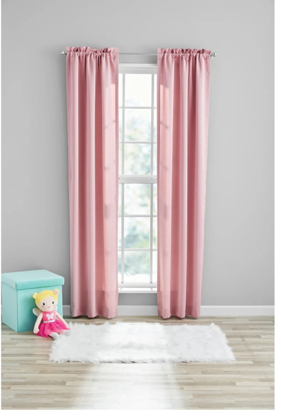 Pink door curtains (85h x 25w) set of two