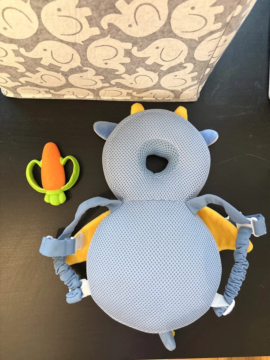 Baby Blue Dragon Head Protection Pillow with carrot teether - photo 2
