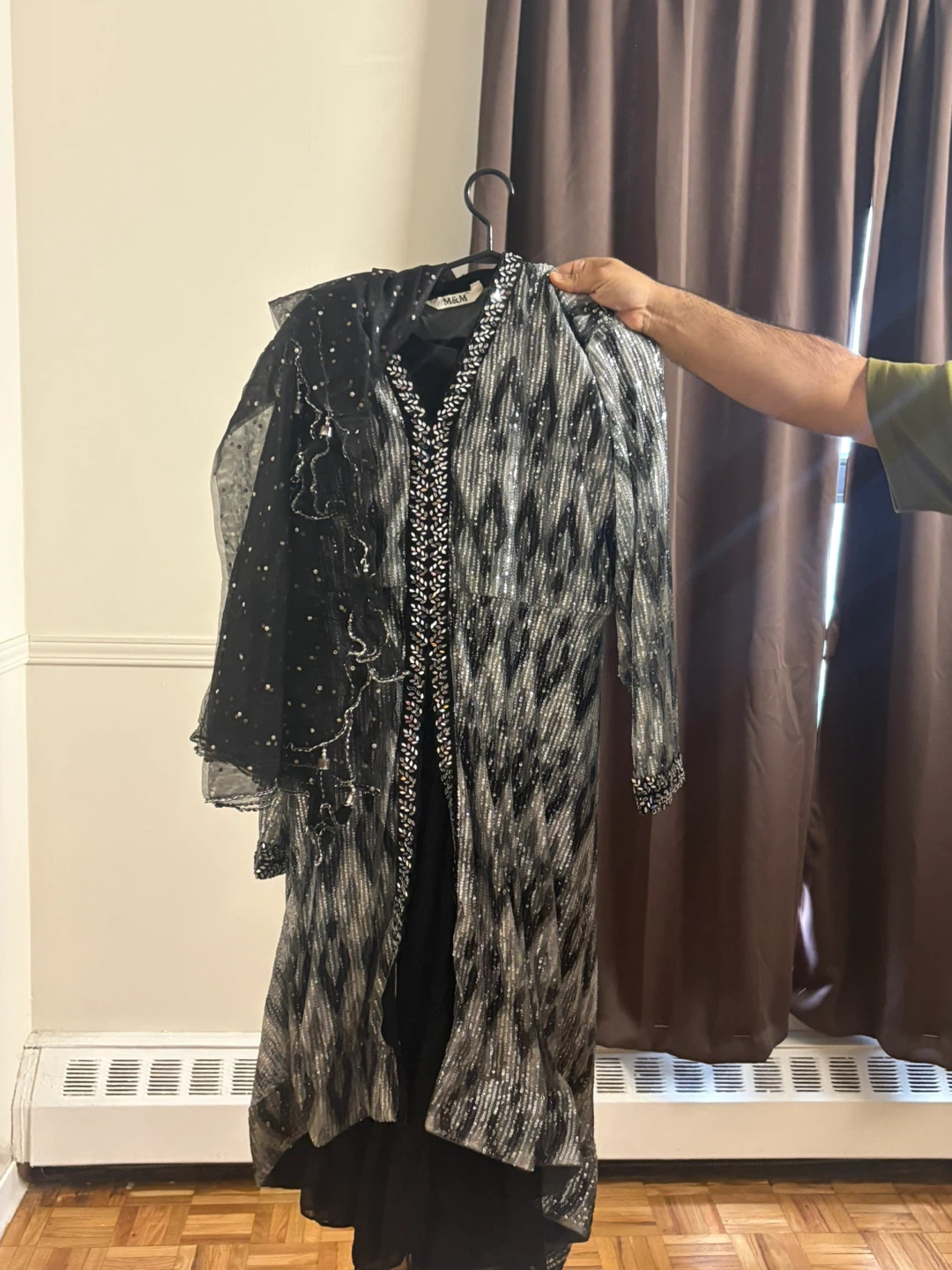 M&M Embellished Abaya with Scarf