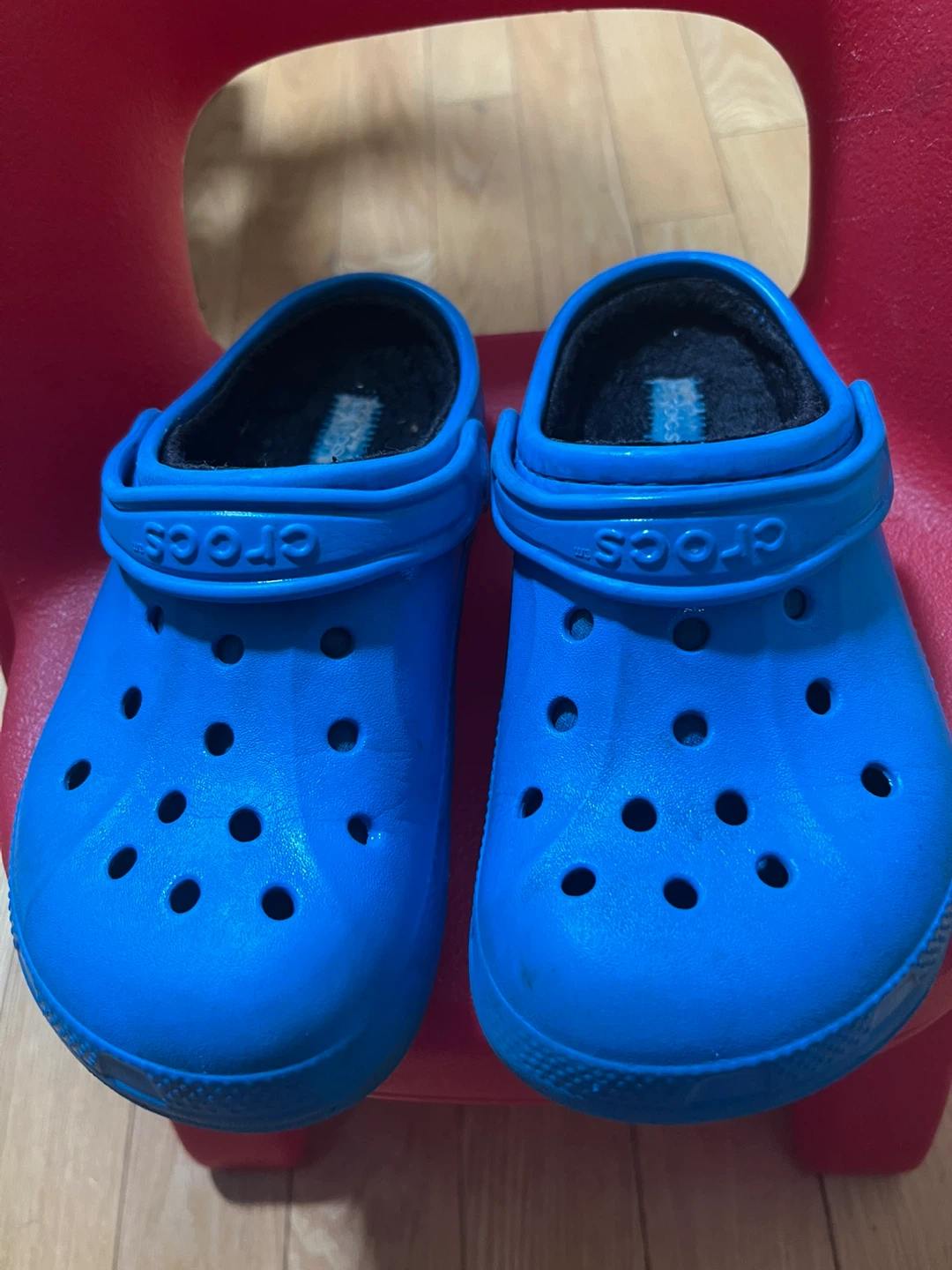 Blue Crocs Size J3  Lined Clogs