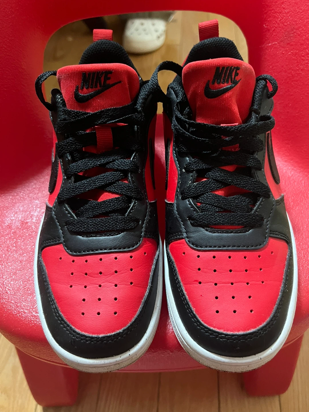 Nike Court Vision Low TD Shoes Red Black Size 4Y DV5456-600