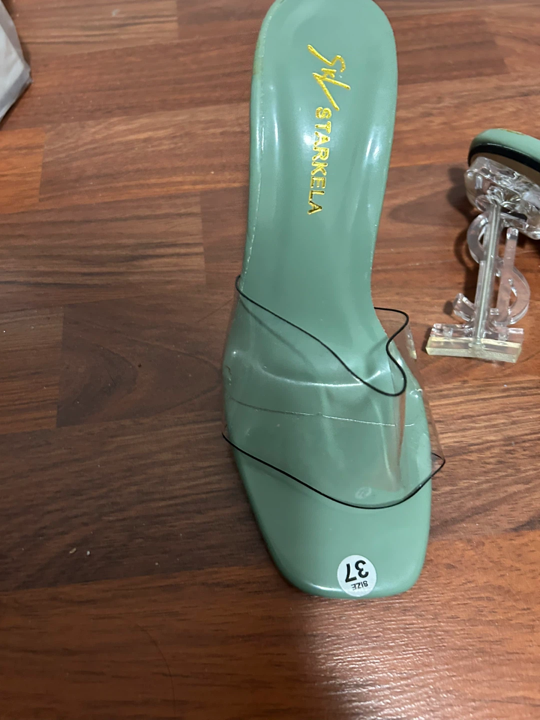 STARKELLA Women's Mint Green Clear Heeled Sandals Size 37