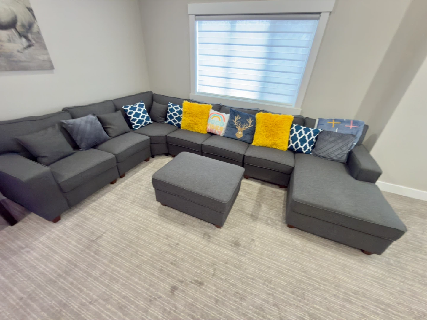 SECTIONAL SOFA WITH OTTOMAN & CUSHIONS – ONLY 6 MONTHS OLD! - photo 2