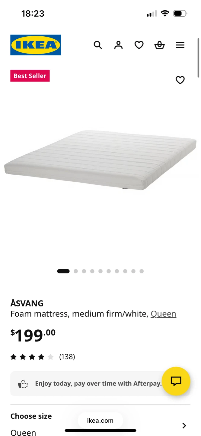 IKEA ÅSVANG Queen Foam Mattress - Medium Firm White