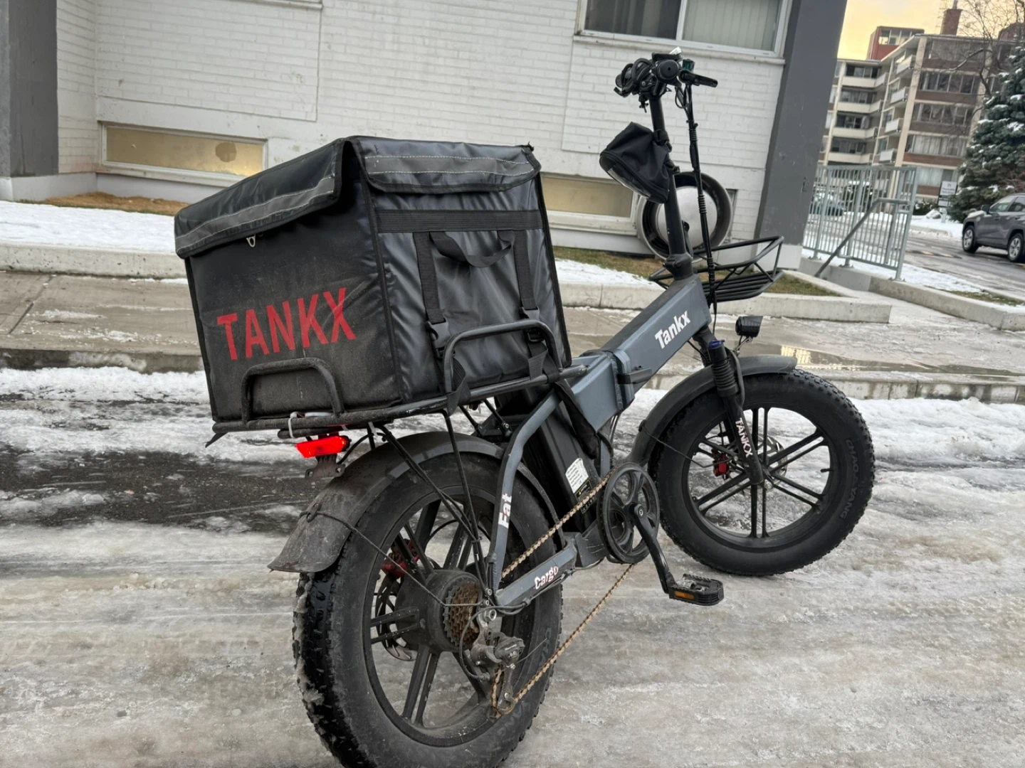 TankX Folding Electric Fat Tire Bike with Cargo Box
