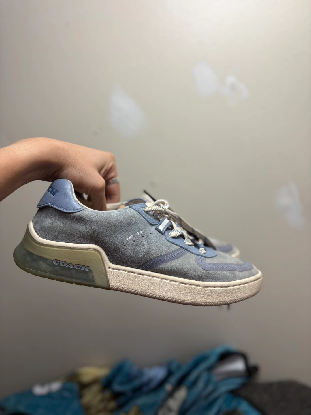 COACH Men's Blue Suede Low Top Sneakers