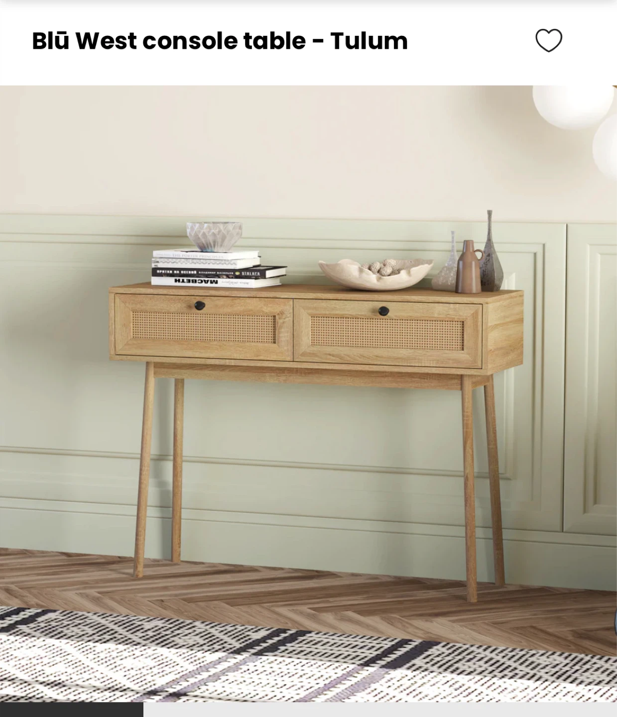 Blü West Tulum Console Table with Cane Doors
