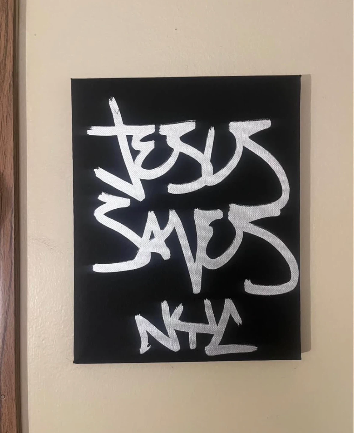 Jesus Saves NYC Black Canvas Art