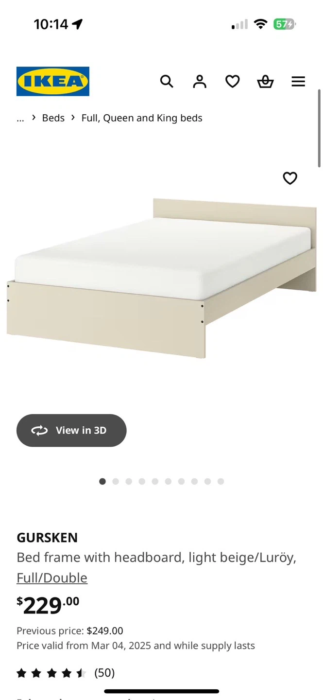 IKEA bed set  (bed frame, mattress, and bed base.)