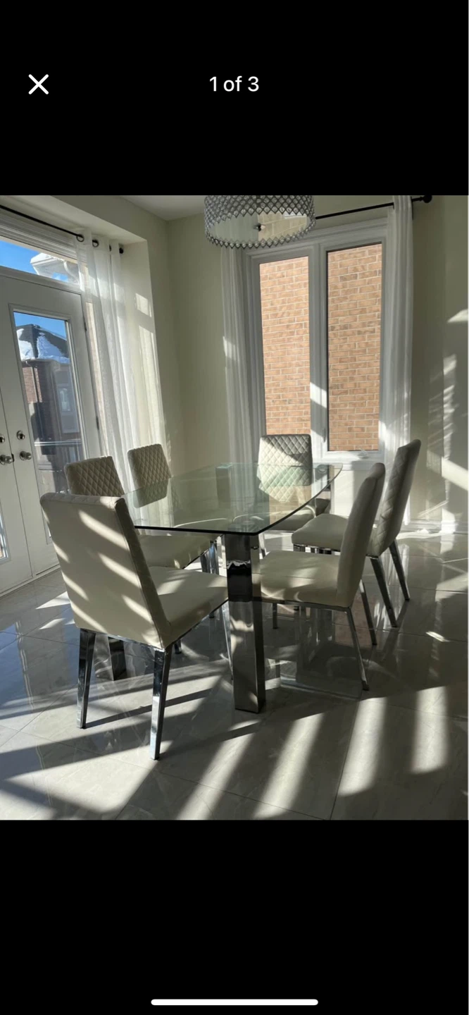 Glass Dining Table with 6 Chairs