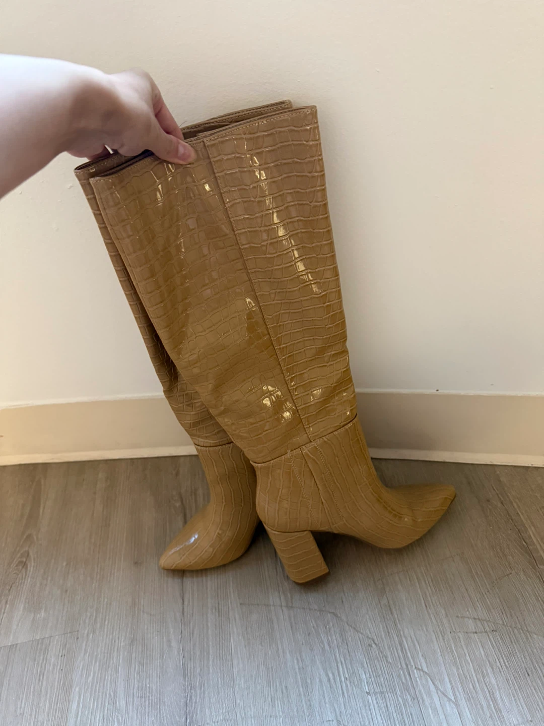 Tan Croc Embossed Knee High Boots 6.5 - photo 2
