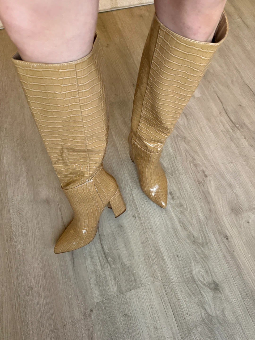 Tan Croc Embossed Knee High Boots 6.5 - photo 3